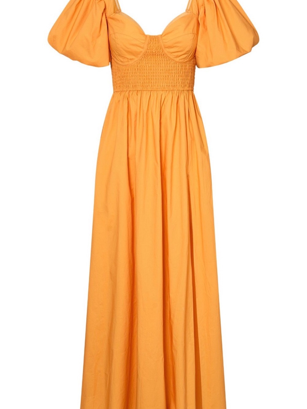 Showpo Raiza Smocked Shirred Waist Puff Sleeve Maxi Dress Marigold - Picture 3 of 14